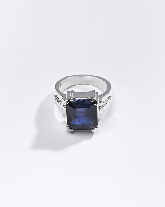 Premium Blue Sapphire (Neelam) Ring in 925 Silver - #1236N8 - Myra