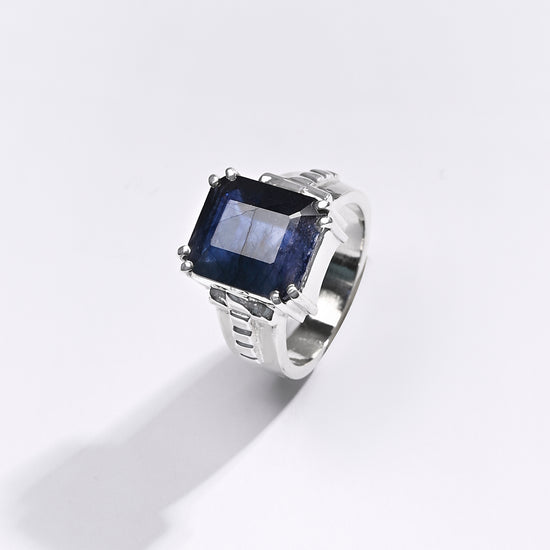 Premium Blue Sapphire (Neelam) Ring in 925 Silver - #1236N8 - Myra