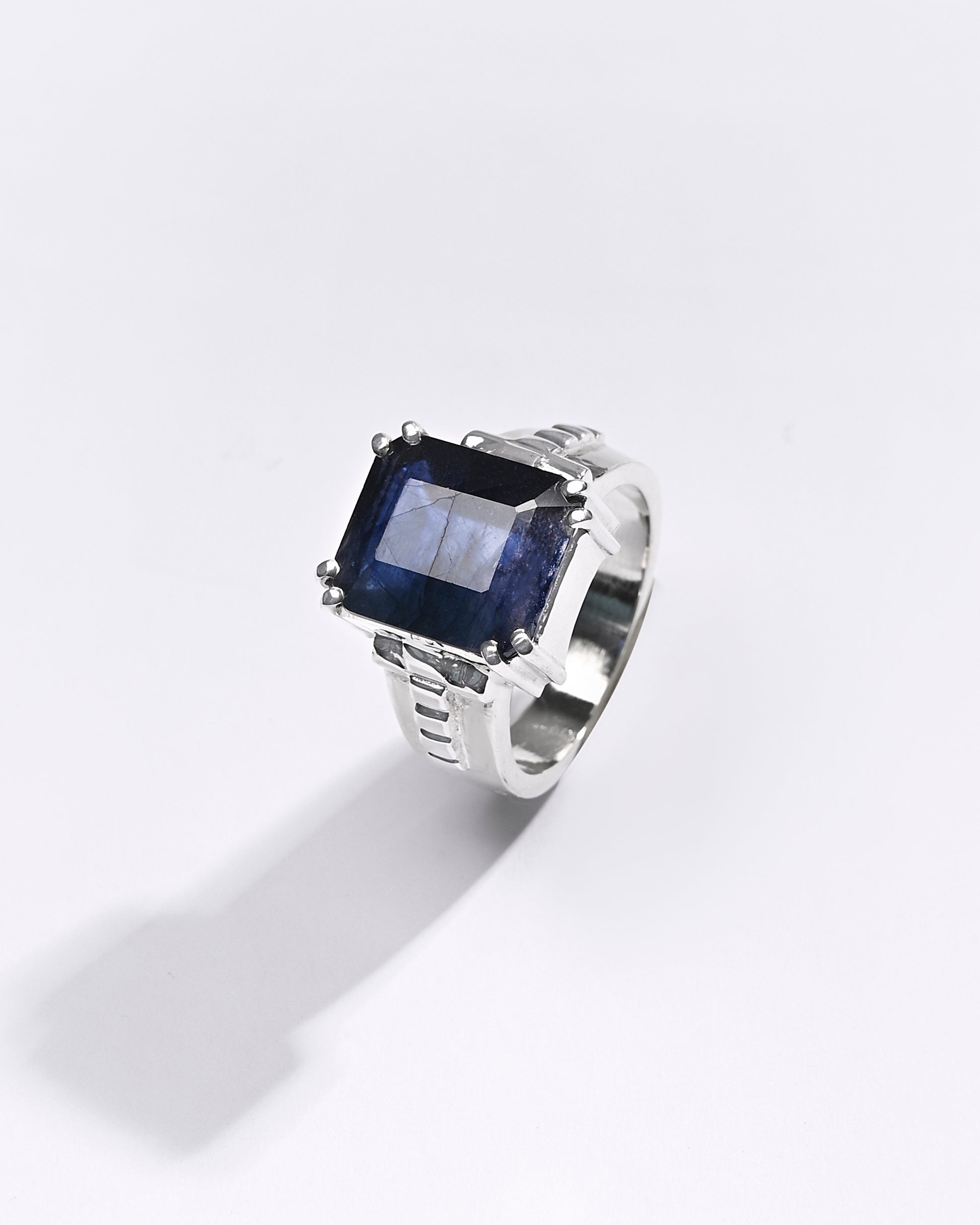 Premium Blue Sapphire (Neelam) Ring in 925 Silver - #1236N8 - Myra