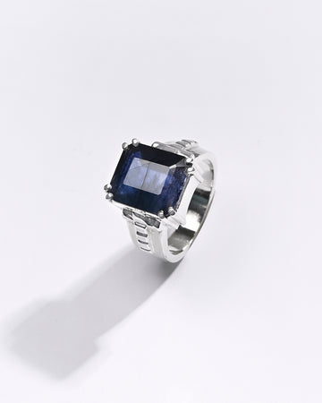 Premium Blue Sapphire (Neelam) Ring in 925 Silver - #1236N8 - Myra