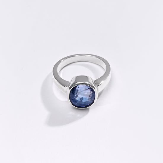 Premium Blue Sapphire (Neelam) Ring in 925 Silver - #1200BO2 - Myra