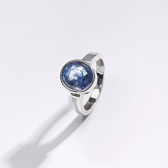 Premium Blue Sapphire (Neelam) Ring in 925 Silver - #1200BO2 - Myra