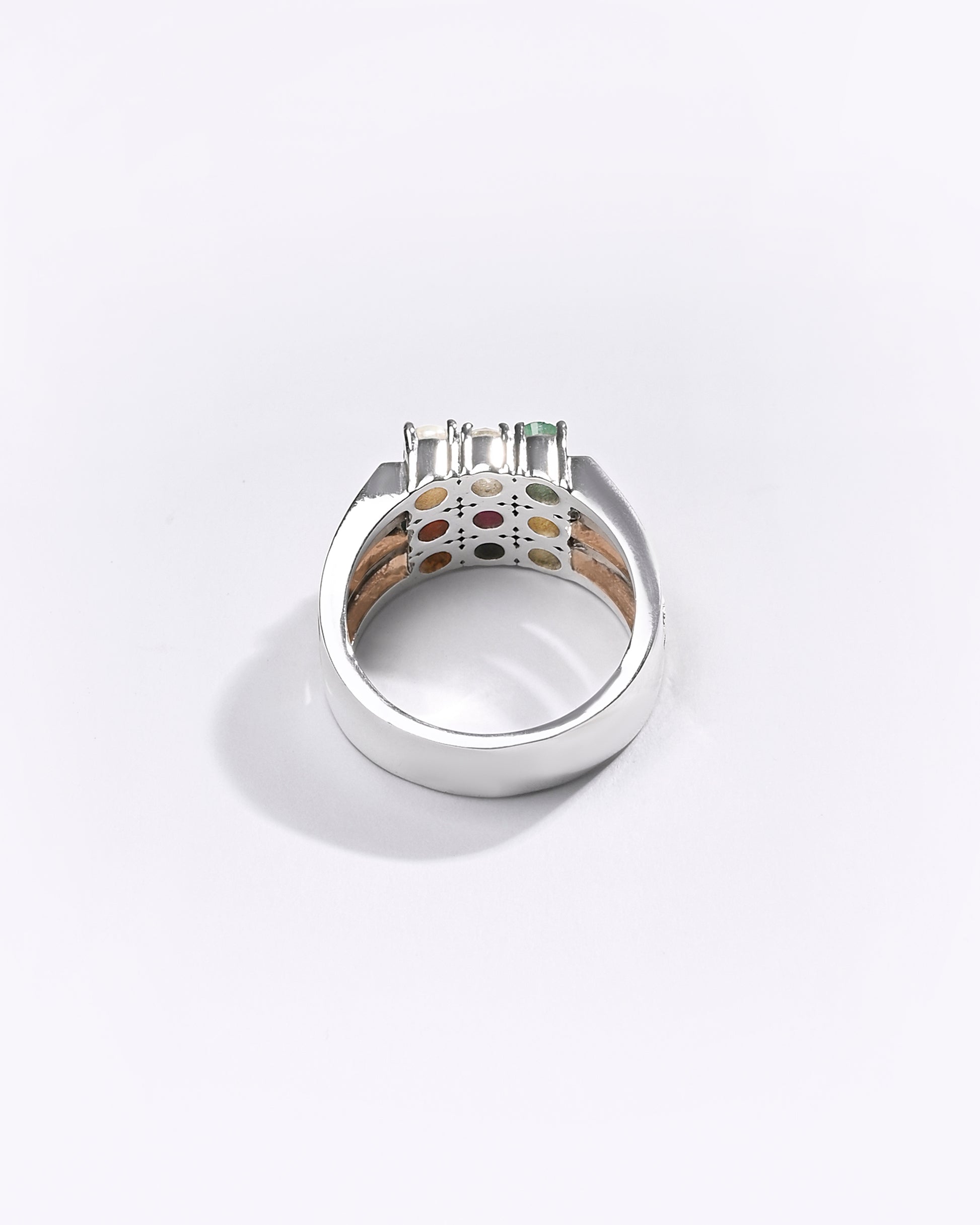 Premium Navratna Ring in 925 Silver from Myra Gems 