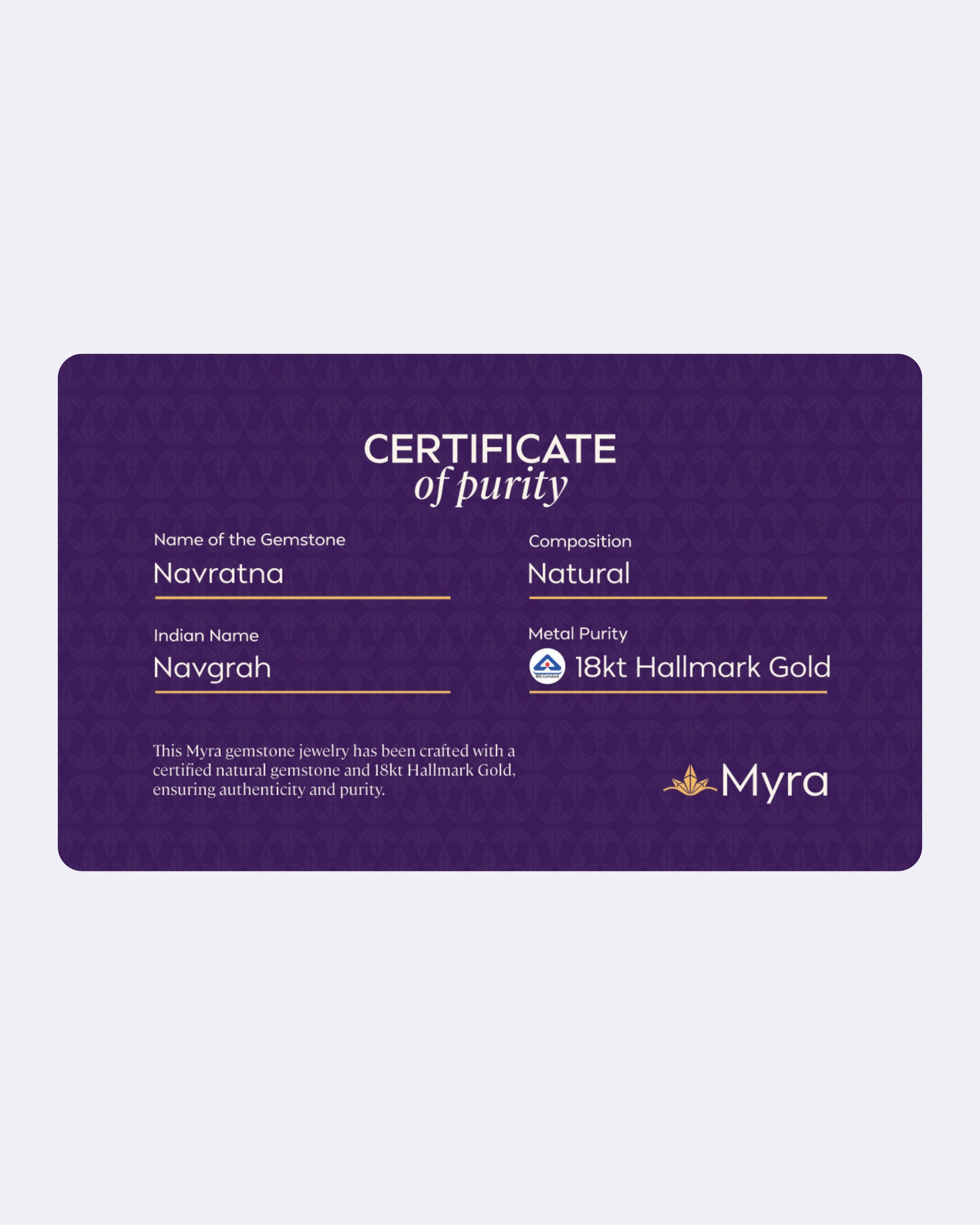 Certificate of Purity of Navratna 18K Hallmark Gold
