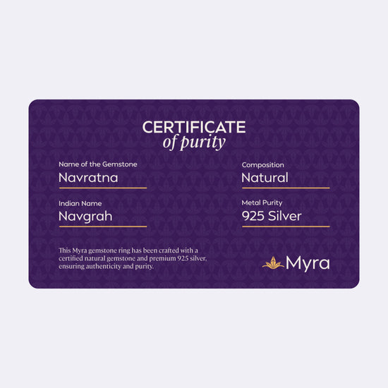 Certificate of Purity of Navratna in 925 Silver