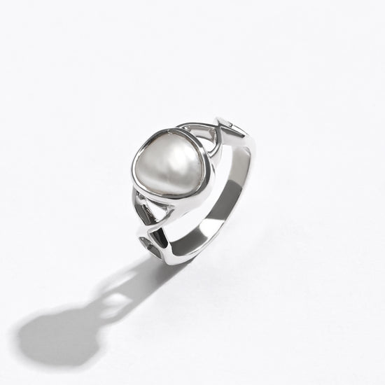 Pearl (Moti) Ring – 925 Silver Crafted - #1105 U - Myra