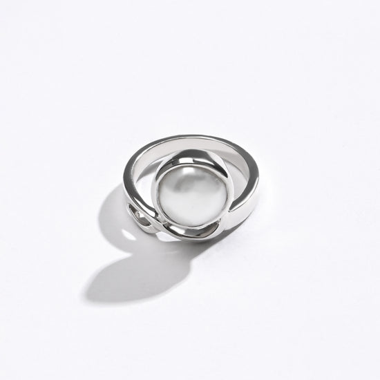 Silver moti ring design for female