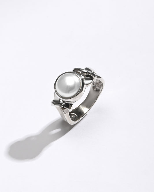 Deep-Gloss Pearl (Moti) Ring â€“ 925 Silver - #1210 R - Myra
