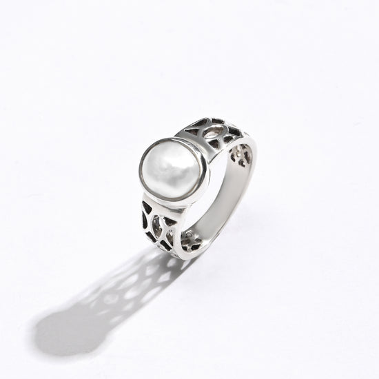 Elegant Pearl (Moti) Ring – 925 Silver - #1162 U - Myra