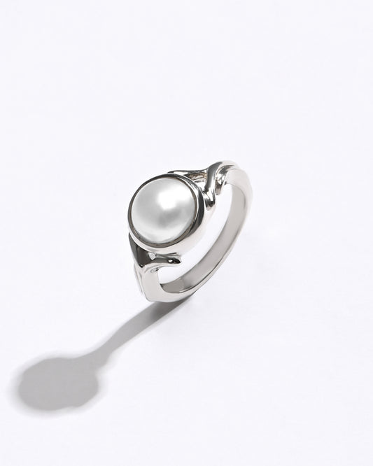 Silver moti ring design for female