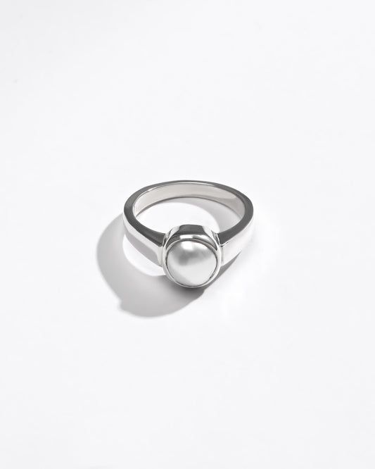 Natural Pearl (Moti) Ring in 925 Sterling Silver - Shakti U
