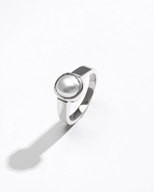 Natural Pearl (Moti) Ring in 925 Sterling Silver - Shakti U