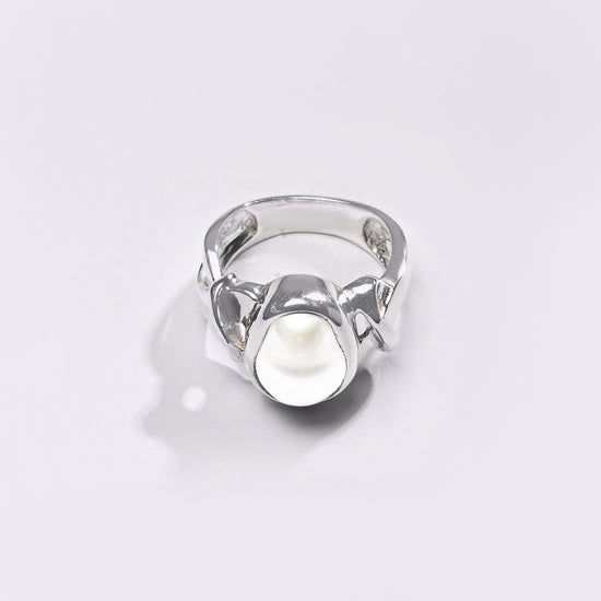 Premium Pearl (Moti) Ring in 925 Silver - #1210B - Myra