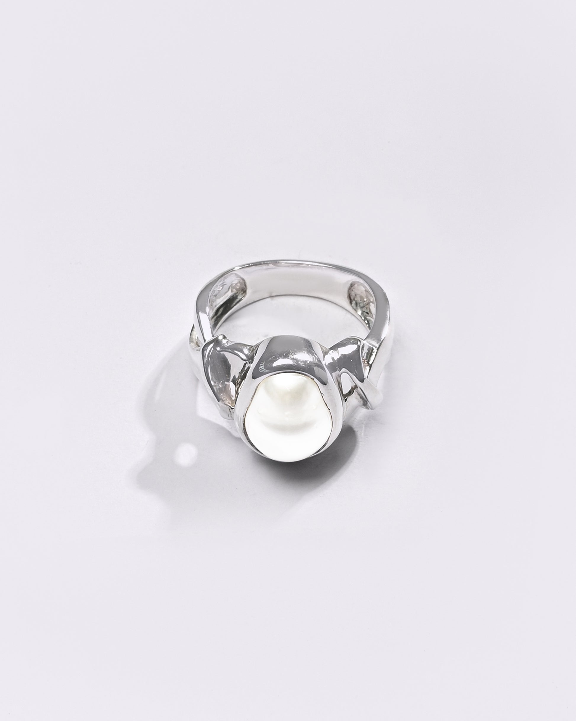 Premium Pearl (Moti) Ring in 925 Silver - #1210B - Myra