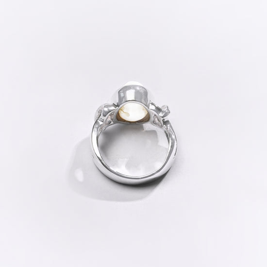 Premium Pearl (Moti) Ring in 925 Silver - #1210B - Myra
