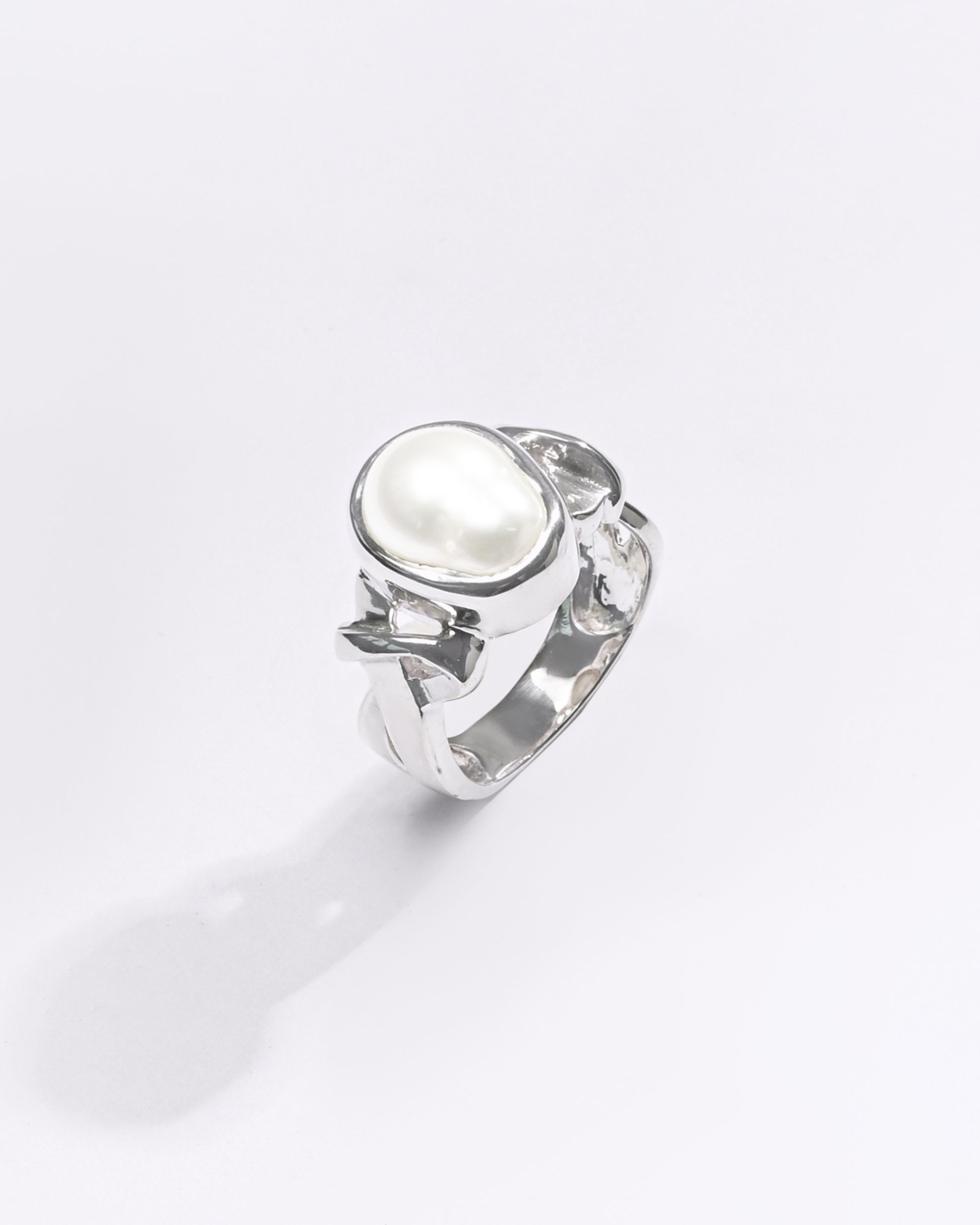 Premium Pearl (Moti) Ring in 925 Silver - #1210B - Myra