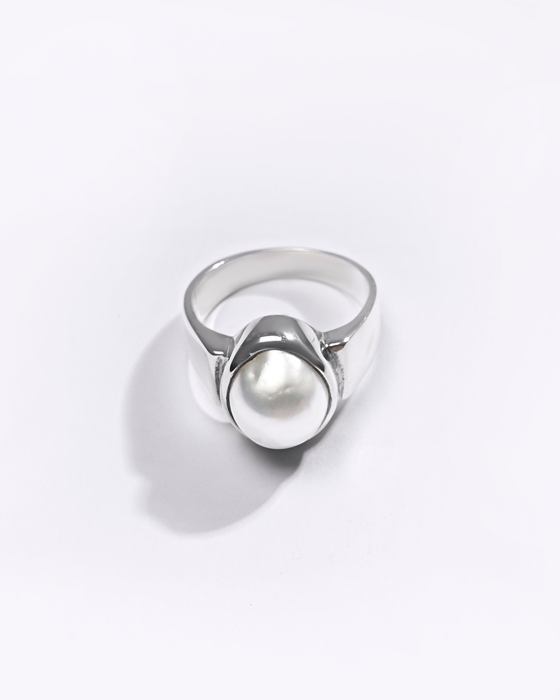 Premium Pearl (Moti) Ring in 925 Silver - #1224B - Myra