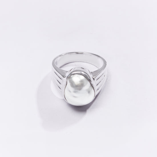 Premium Pearl (Moti) Ring in 925 Silver - #1228BO2 - Myra