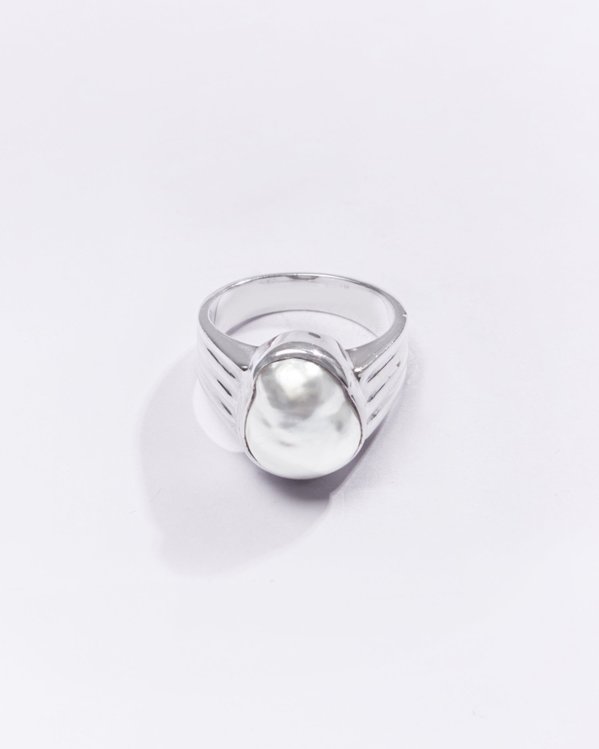 Premium Pearl (Moti) Ring in 925 Silver - #1228BO2 - Myra