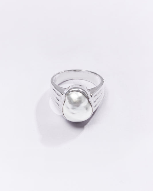 Premium Pearl (Moti) Ring in 925 Silver - #1228BO2 - Myra