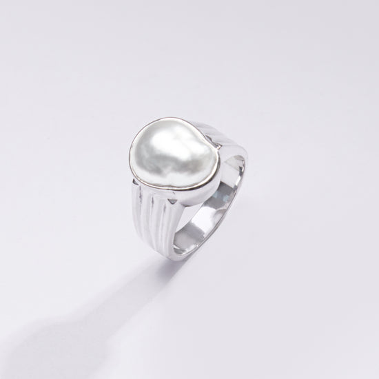 Premium Pearl (Moti) Ring in 925 Silver - #1228BO2 - Myra