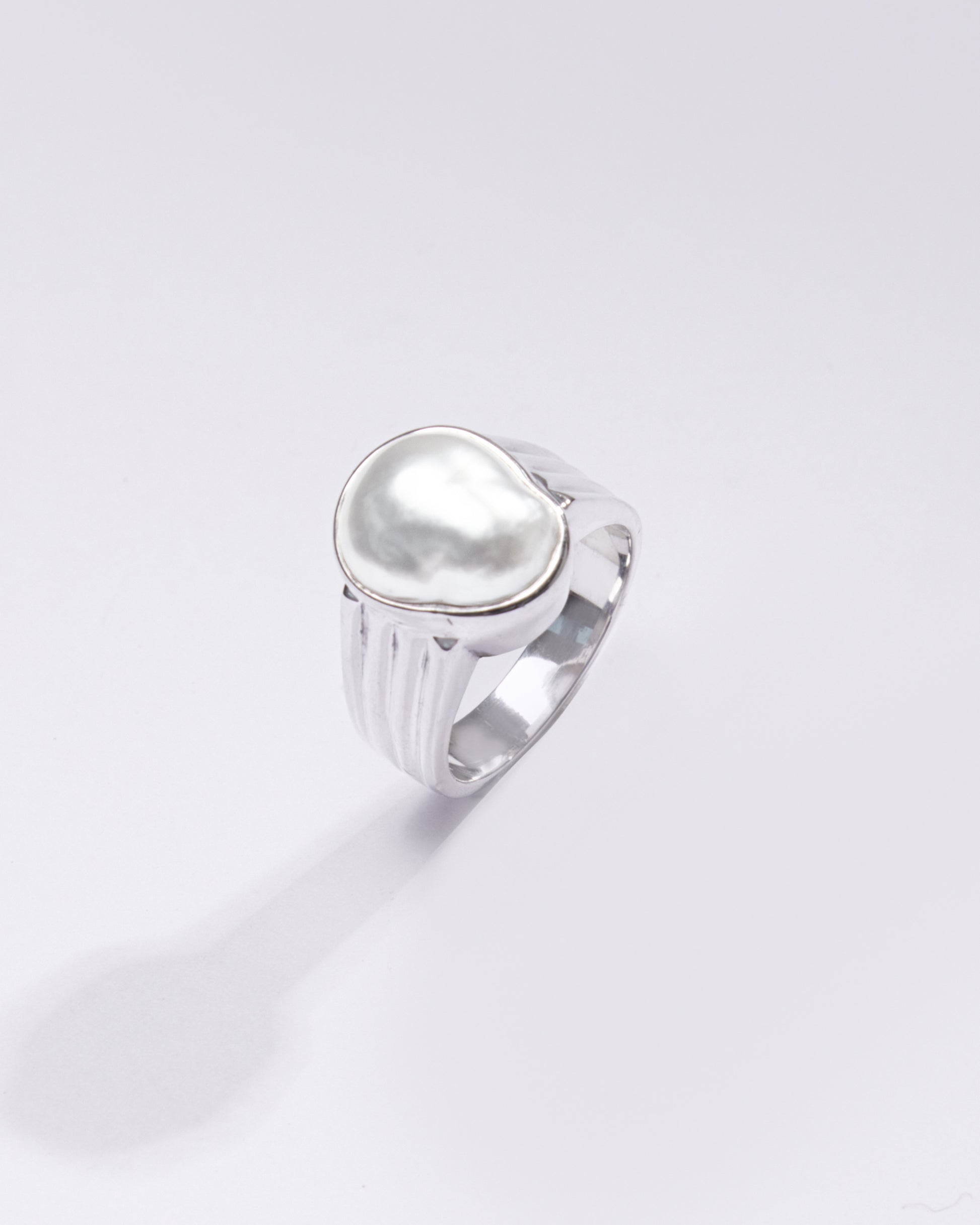 Premium Pearl (Moti) Ring in 925 Silver - #1228BO2 - Myra