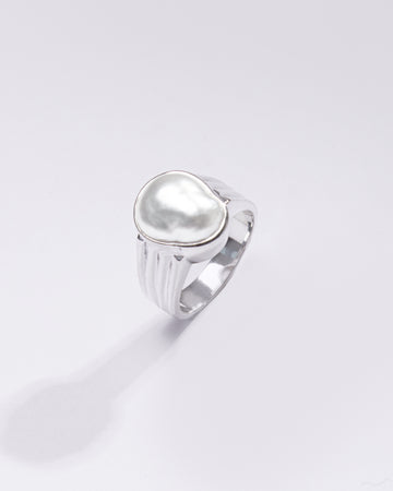 Premium Pearl (Moti) Ring in 925 Silver - #1228BO2 - Myra