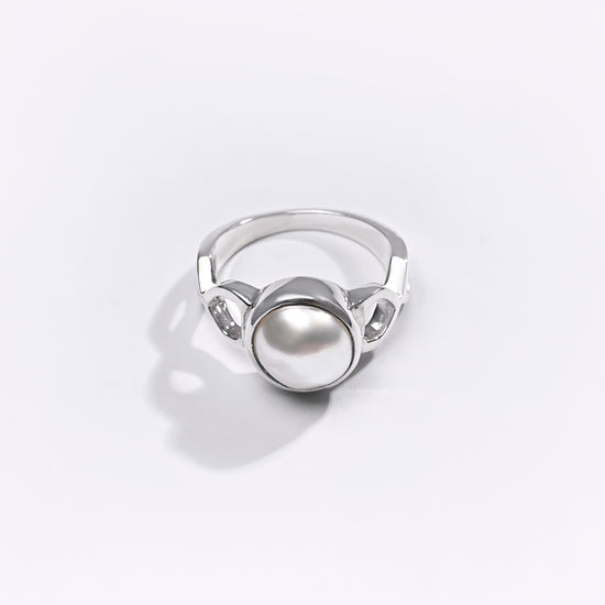 Premium Pearl (Moti) Ring in 925 Silver - #1105B - Myra