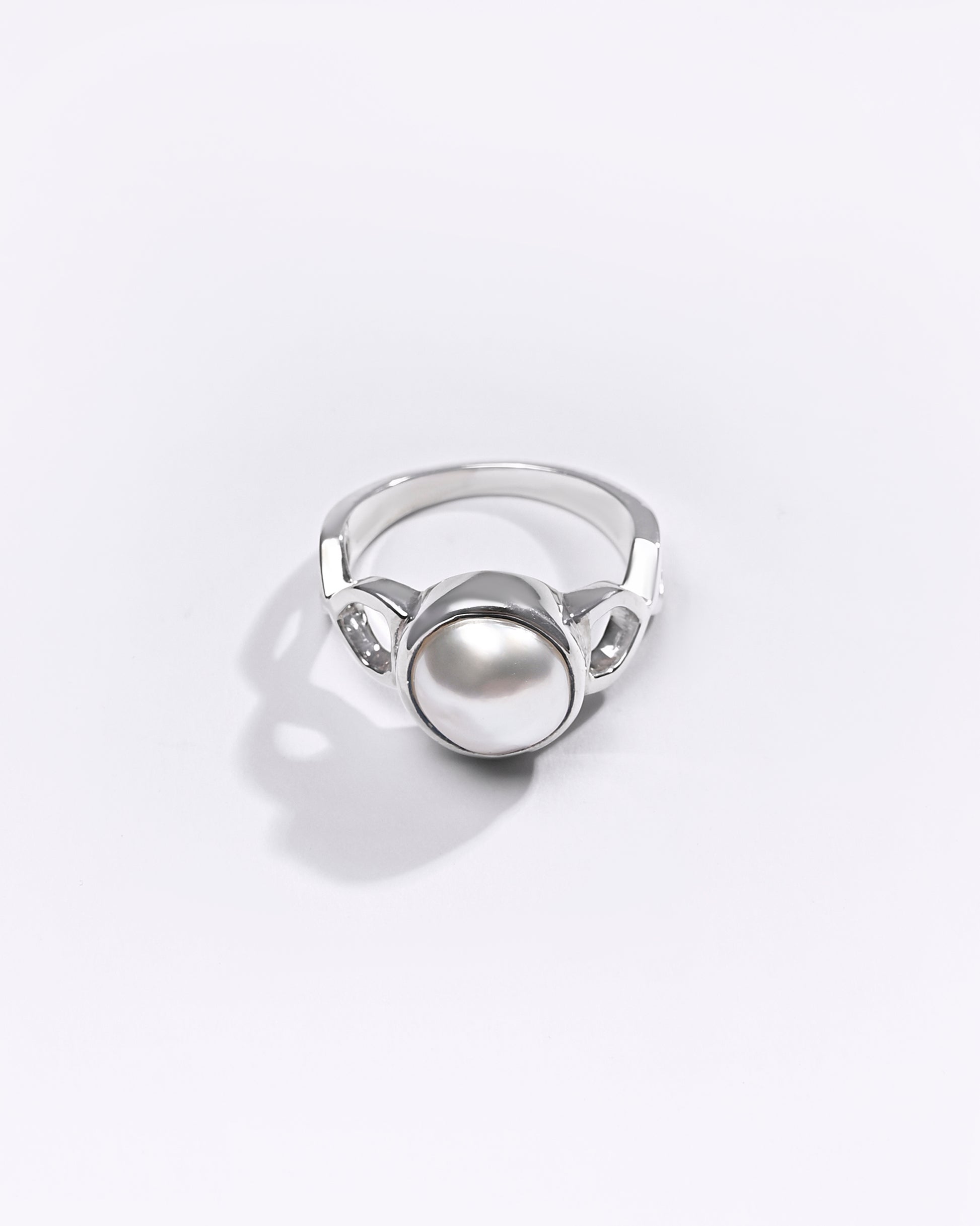 Premium Pearl (Moti) Ring in 925 Silver - #1105B - Myra