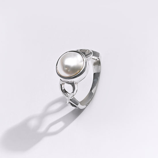 Premium Pearl (Moti) Ring in 925 Silver - #1105B - Myra