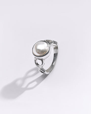 Premium Pearl (Moti) Ring in 925 Silver - #1105B - Myra