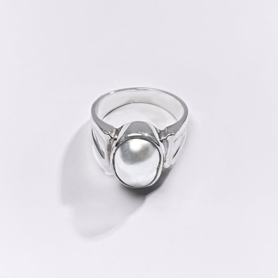 Premium Pearl (Moti) Ring in 925 Silver - #1111B - Myra