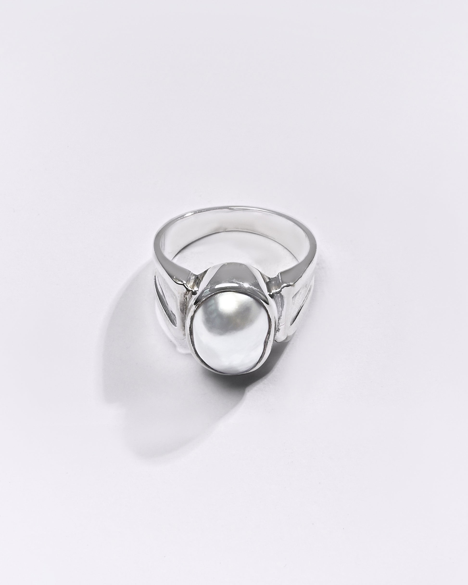 Premium Pearl (Moti) Ring in 925 Silver - #1111B - Myra