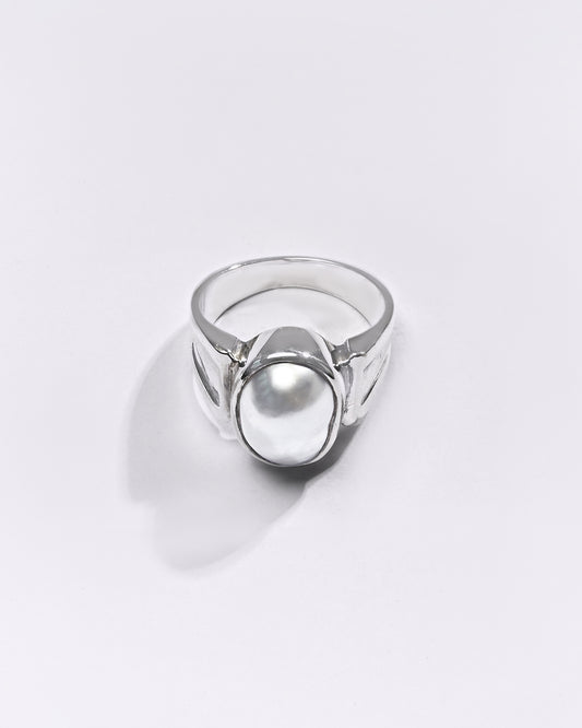 Premium Pearl (Moti) Ring in 925 Silver - #1111B - Myra