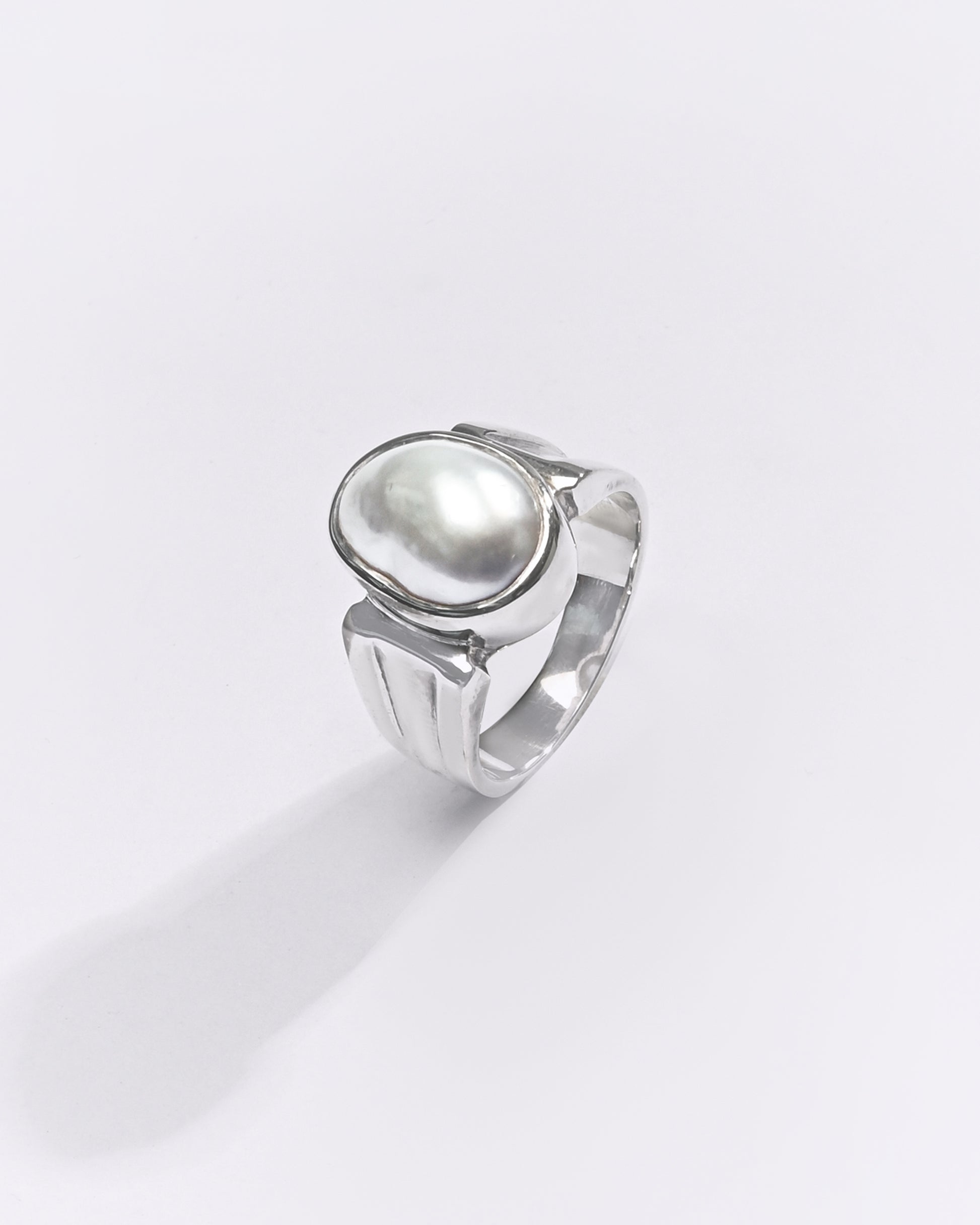 Premium Pearl (Moti) Ring in 925 Silver - #1111B - Myra