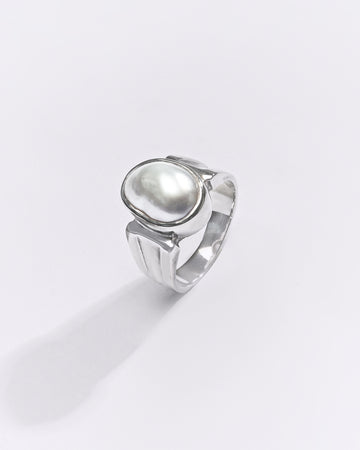 Premium Pearl (Moti) Ring in 925 Silver - #1111B - Myra