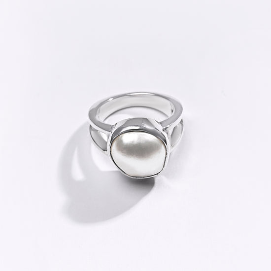 Premium Pearl (Moti) Ring in 925 Silver - #1270B - Myra