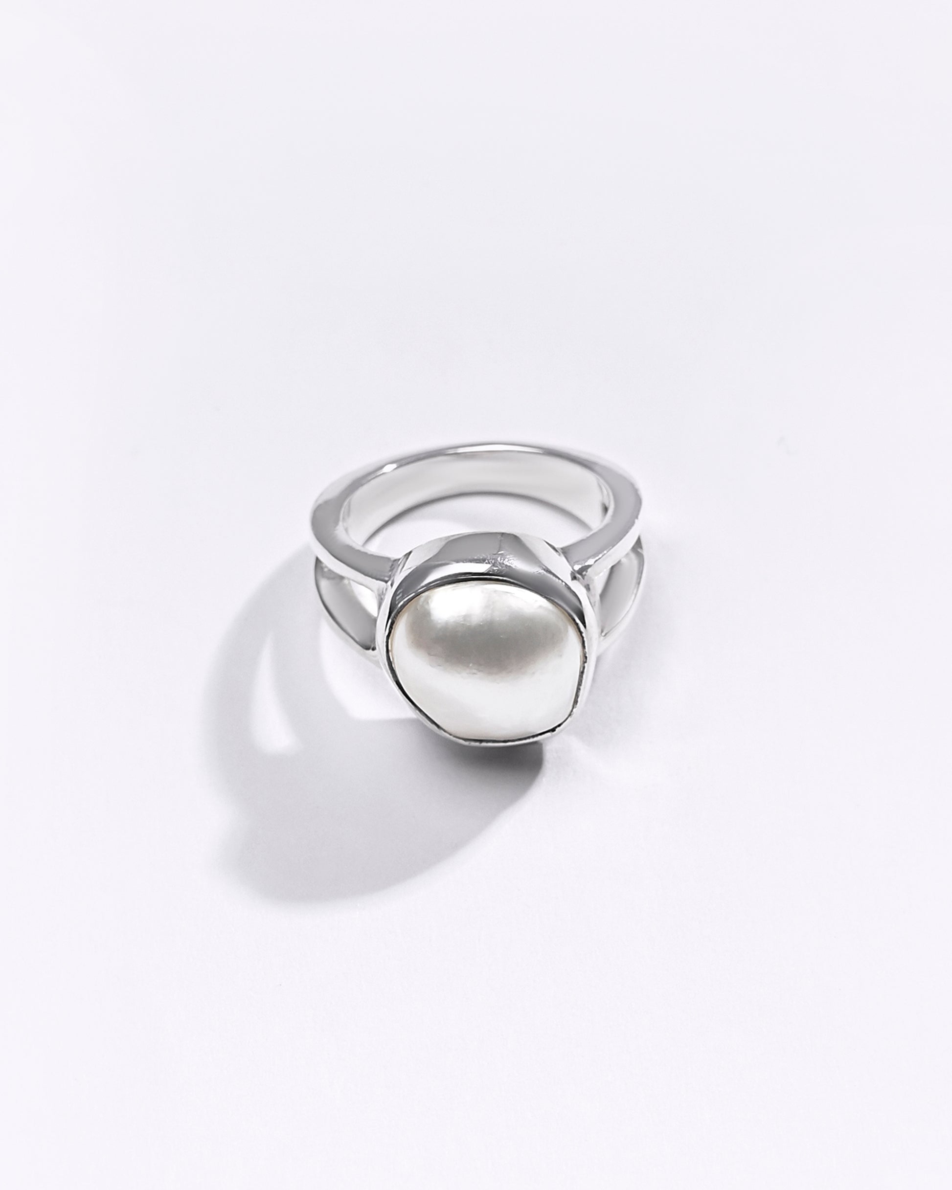 Premium Pearl (Moti) Ring in 925 Silver - #1270B - Myra
