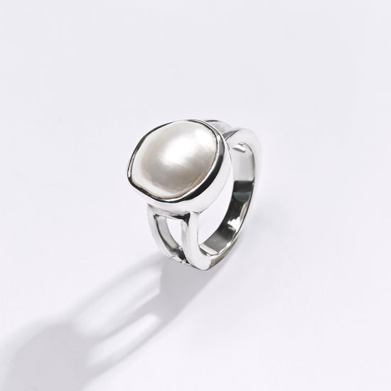 Premium Pearl (Moti) Ring in 925 Silver - #1270B - Myra