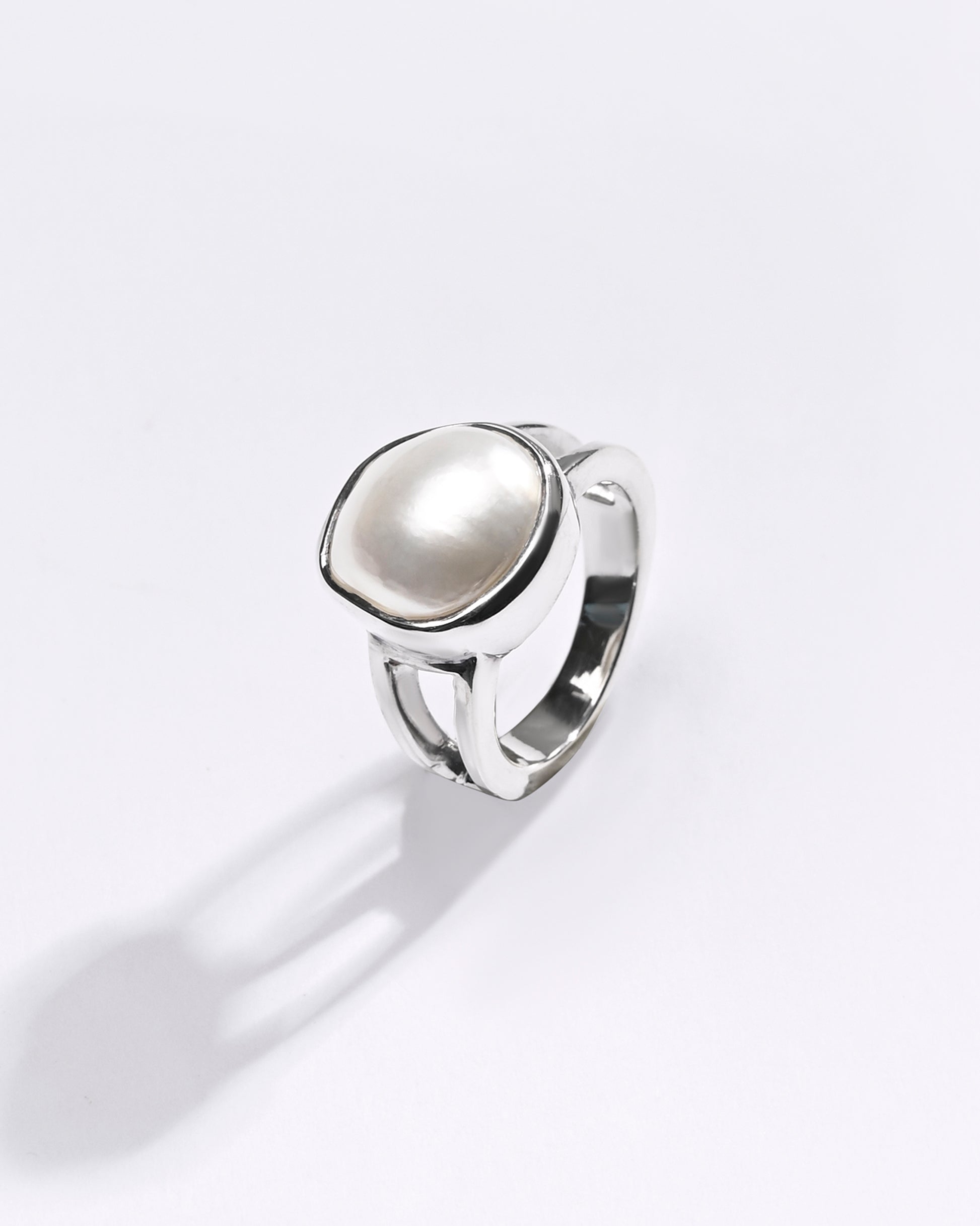 Premium Pearl (Moti) Ring in 925 Silver - #1270B - Myra