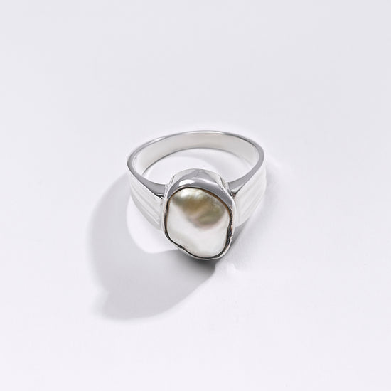 Premium Pearl (Moti) Ring in 925 Silver - #1228BO1 - Myra