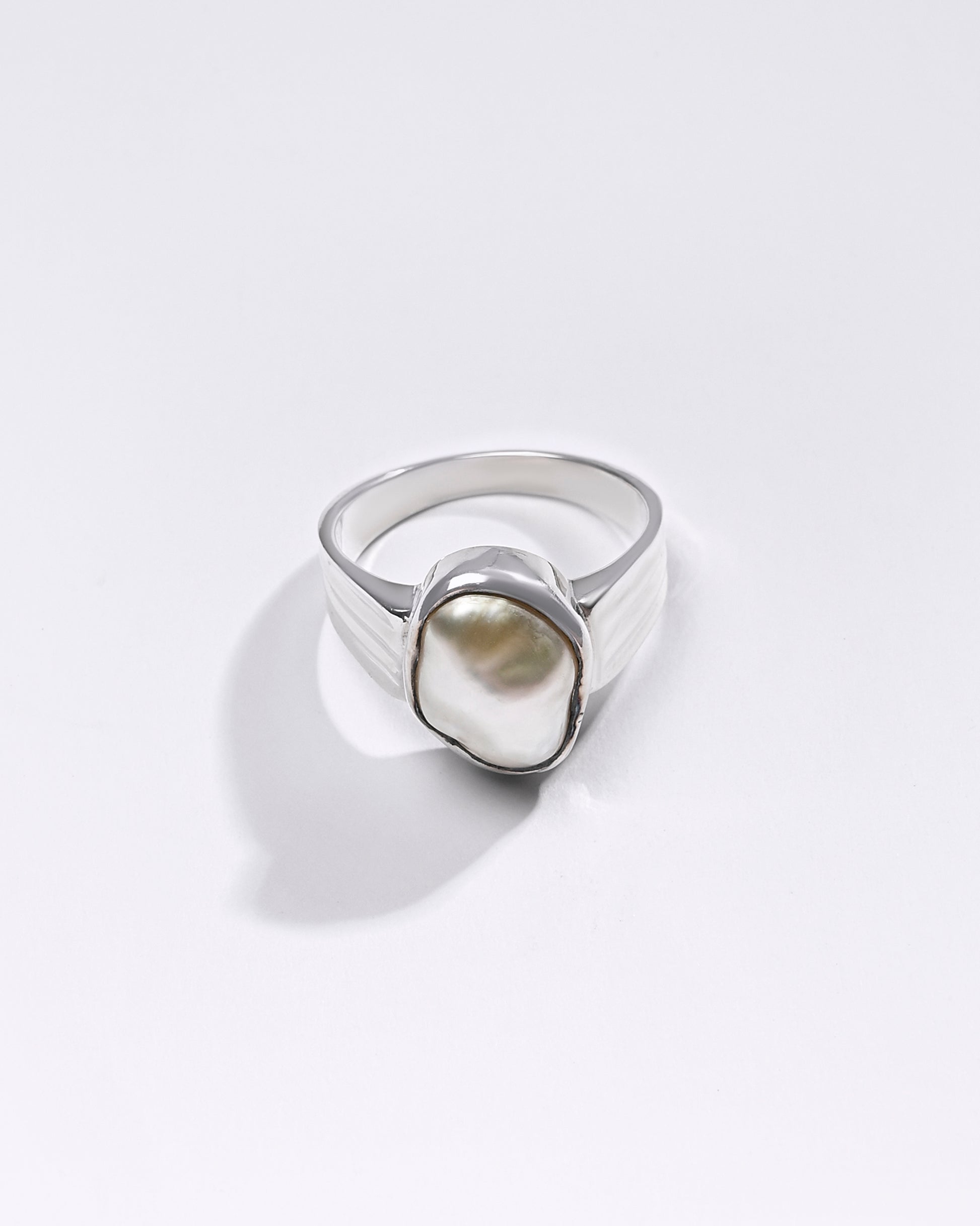 Premium Pearl (Moti) Ring in 925 Silver - #1228BO1 - Myra