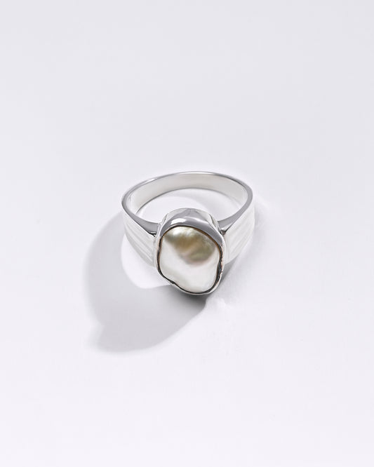 Premium Pearl (Moti) Ring in 925 Silver - #1228BO1 - Myra