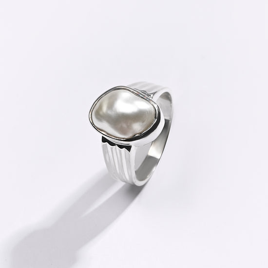Premium Pearl (Moti) Ring in 925 Silver - #1228BO1 - Myra