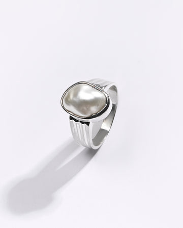 Premium Pearl (Moti) Ring in 925 Silver - #1228BO1 - Myra