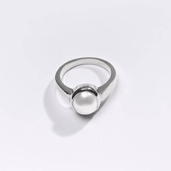 Premium Pearl (Moti) Ring in 925 Silver - #1200B - Myra