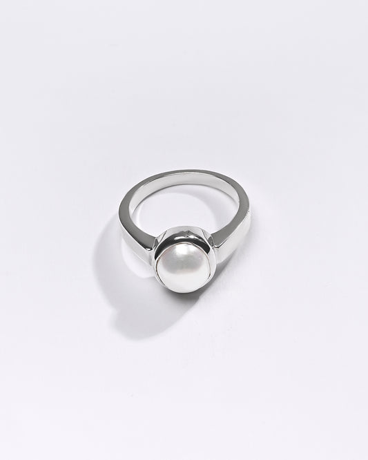 Premium Pearl (Moti) Ring in 925 Silver - #1200B - Myra