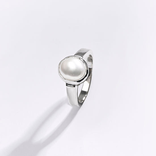 Premium Pearl (Moti) Ring in 925 Silver - #1200B - Myra