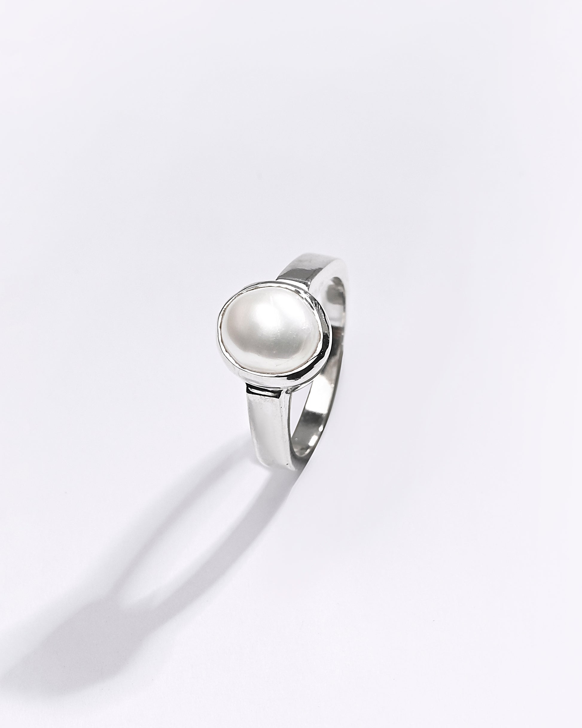 Premium Pearl (Moti) Ring in 925 Silver - #1200B - Myra