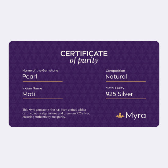 Certificate of Purity of Pearl in 925 Silver